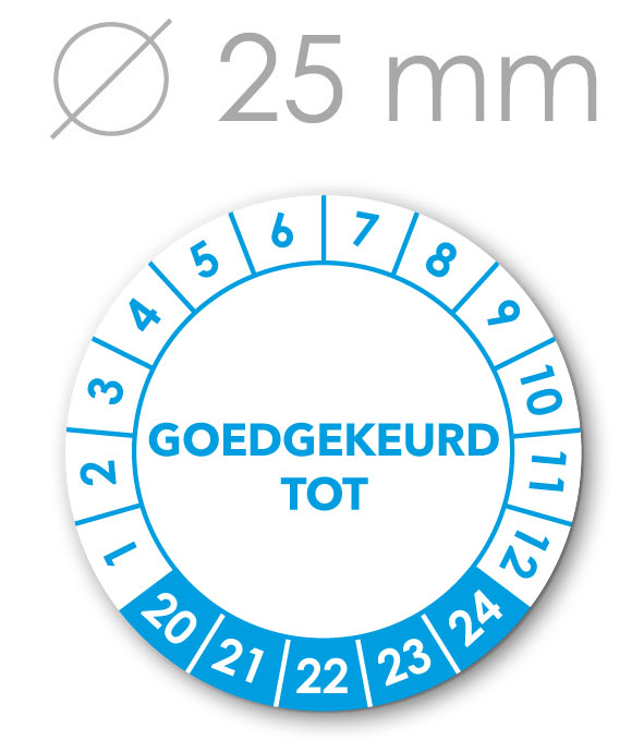 Goedgekeurd BLAUW 25 mm.